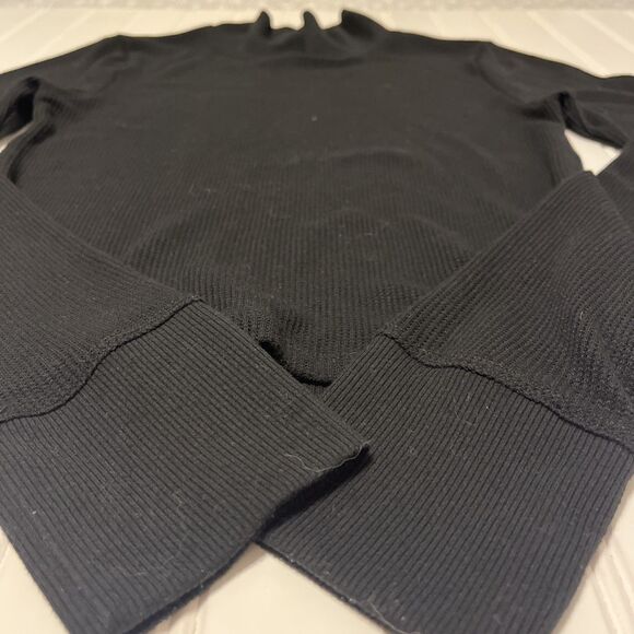 American Eagle Black Ribbed Mock Neck Long Sleeve Top Size S Stretch Fitted - Picture 8 of 9